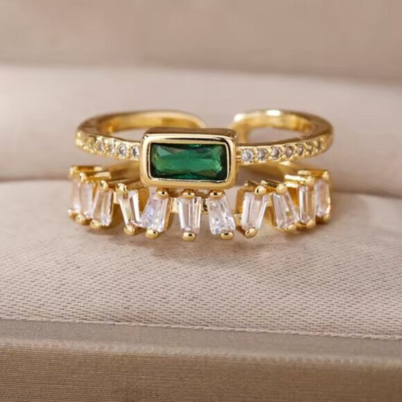 14K Gold Filled Emerald Ring - Picture 2 of 4